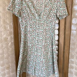 floral button up mini dress